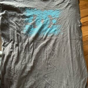 DC Men's Charcoal Tee with Vibrant Teal Design